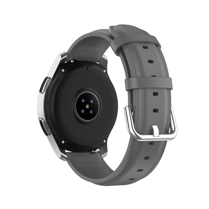 For Samsung Galaxy Watch 3 45mm 22mm Leather Strap with Round Tail Buckle(Grey) by bashfashion