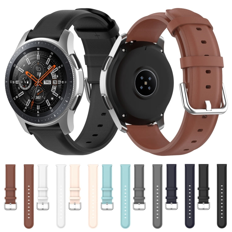 For Samsung Galaxy Watch 3 45mm 22mm Leather Strap with Round Tail Buckle(Brown) by bashfashion