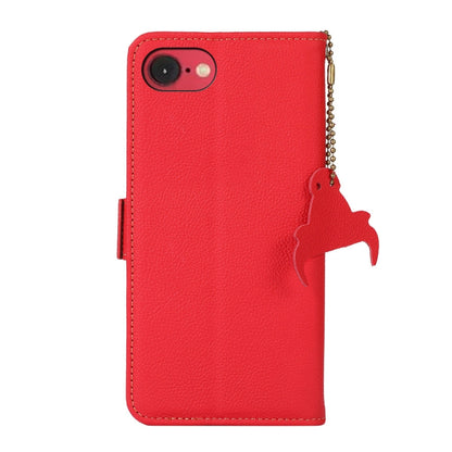 For iPhone 16e Side-Magnetic TJ Genuine Leather RFID Phone Case(Red) by bashfashion
