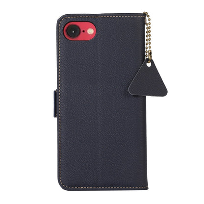 For iPhone 16e Side-Magnetic TJ Genuine Leather RFID Phone Case(Blue) by bashfashion