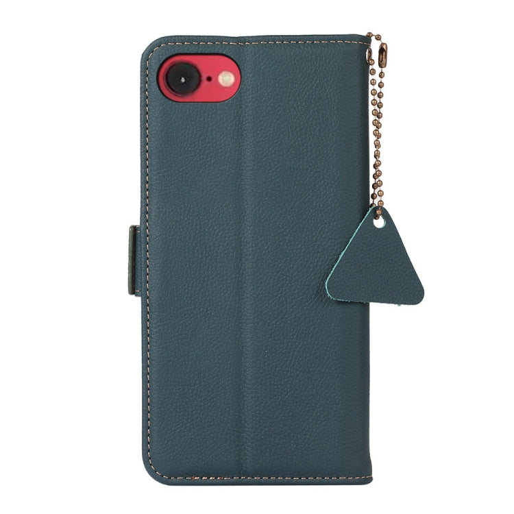 For iPhone 16e Side-Magnetic TJ Genuine Leather RFID Phone Case(Green) by bashfashion