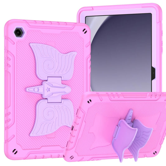 For Samsung Galaxy A9+ Kickstand PC Hybrid Silicone Tablet Case(Pink Purple) by bashfashion