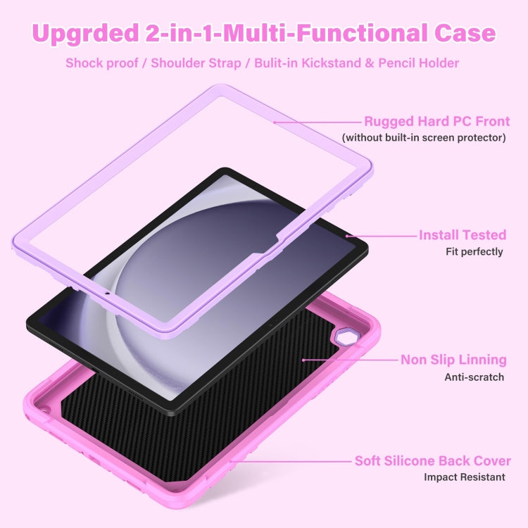 For Samsung Galaxy A9+ Kickstand PC Hybrid Silicone Tablet Case(Pink Purple) by bashfashion