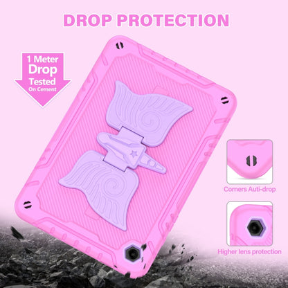 For Samsung Galaxy A9+ Kickstand PC Hybrid Silicone Tablet Case(Pink Purple) by bashfashion