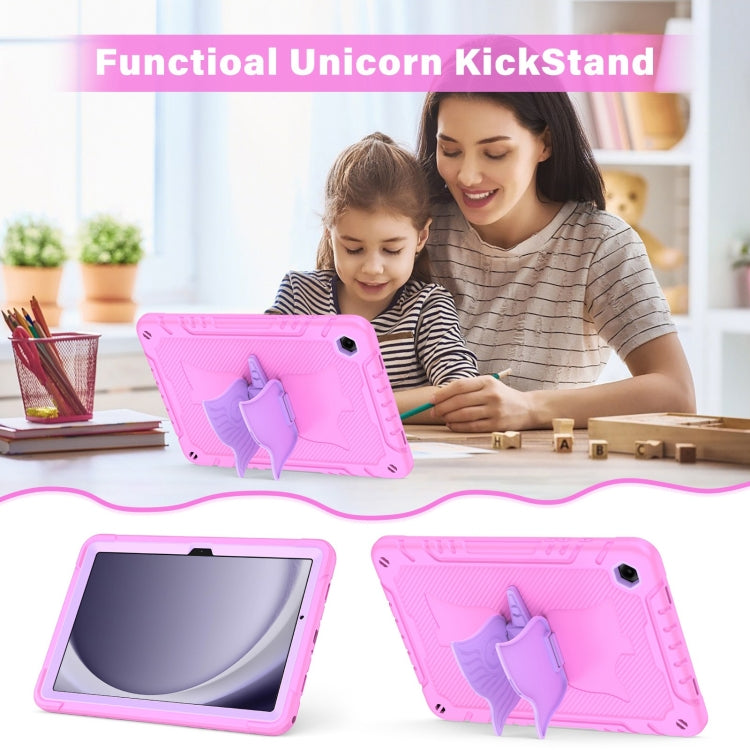 For Samsung Galaxy A9+ Kickstand PC Hybrid Silicone Tablet Case(Pink Purple) by bashfashion
