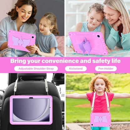 For Samsung Galaxy A9+ Kickstand PC Hybrid Silicone Tablet Case(Pink Purple) by bashfashion