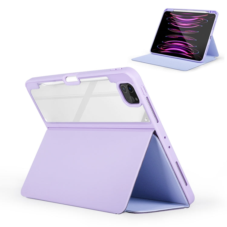 For iPad 2025 / 2022 2-Fold Clear Acrylic Leather Tablet Case(Light Purple) by bashfashion