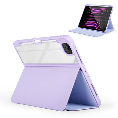 For iPad 2025 / 2022 2-Fold Clear Acrylic Leather Tablet Case(Light Purple) by bashfashion