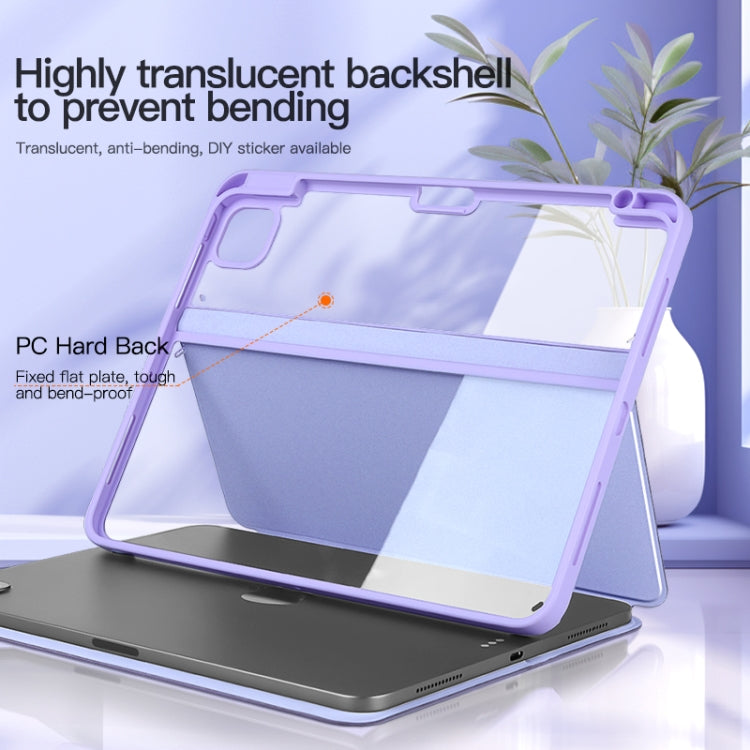 For iPad 2025 / 2022 2-Fold Clear Acrylic Leather Tablet Case(Light Purple) by bashfashion
