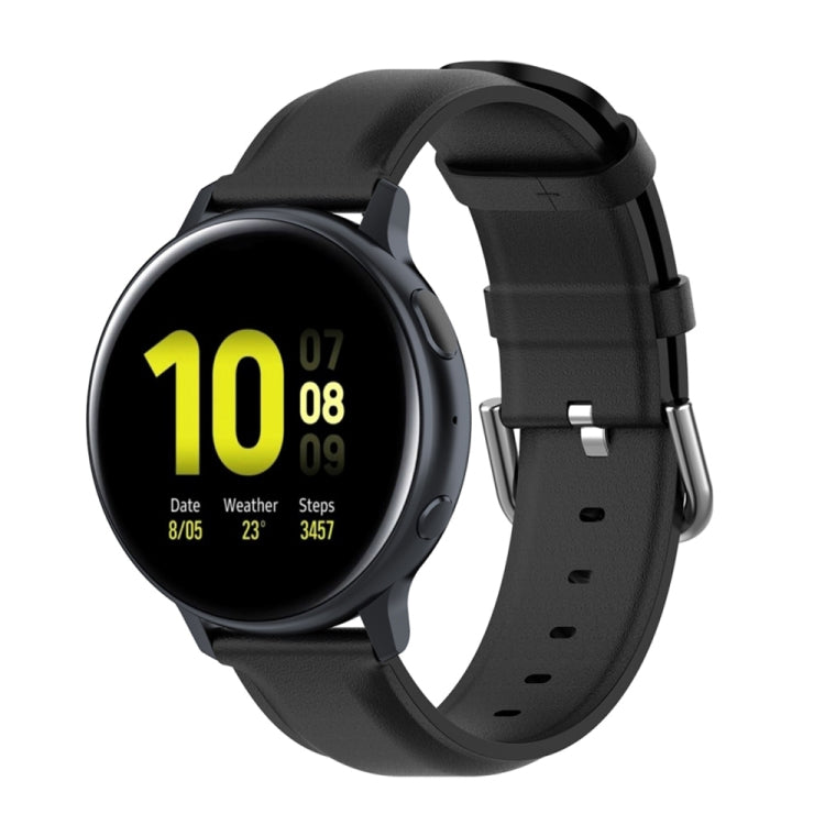 For Galaxy Watch Active3 / Galaxy Watch 3 41mm 20mm Universal Leather Watch Band(Black) by bashfashion