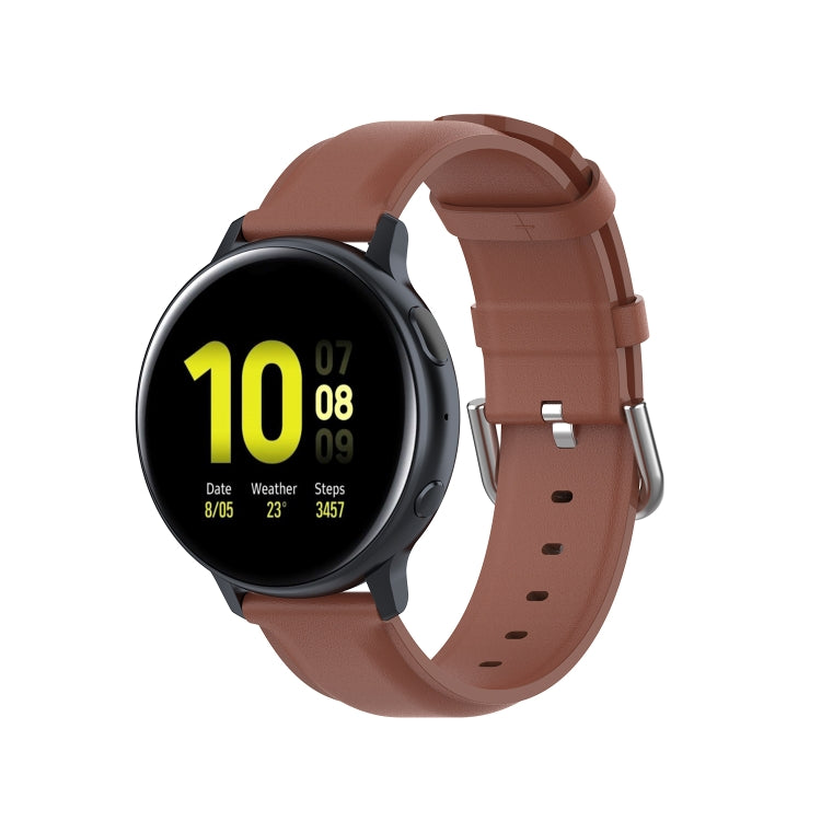 For Galaxy Watch Active3 / Galaxy Watch 3 41mm 20mm Universal Leather Watch Band(Brown) by bashfashion