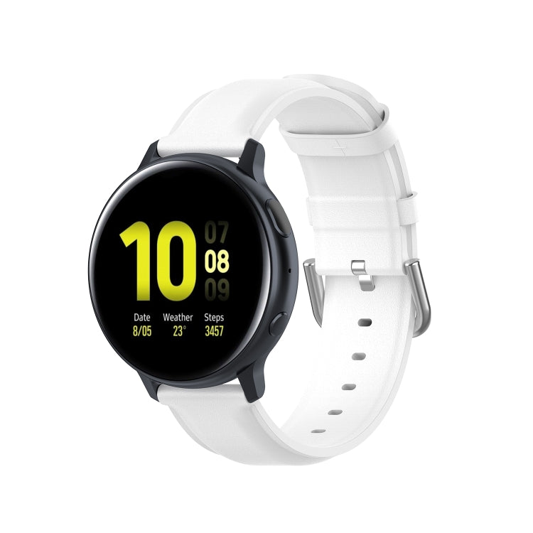 For Galaxy Watch Active3 / Galaxy Watch 3 41mm 20mm Universal Leather Watch Band(White) by bashfashion