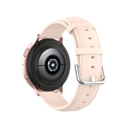 For Galaxy Watch Active3 / Galaxy Watch 3 41mm 20mm Universal Leather Watch Band(Light Pink) by bashfashion