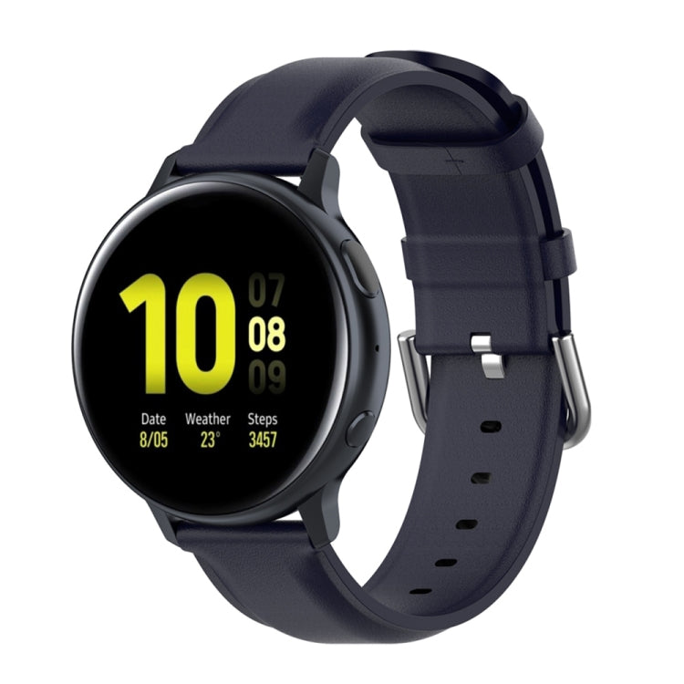 For Galaxy Watch Active3 / Galaxy Watch 3 41mm 20mm Universal Leather Watch Band(Navy Blue) by bashfashion