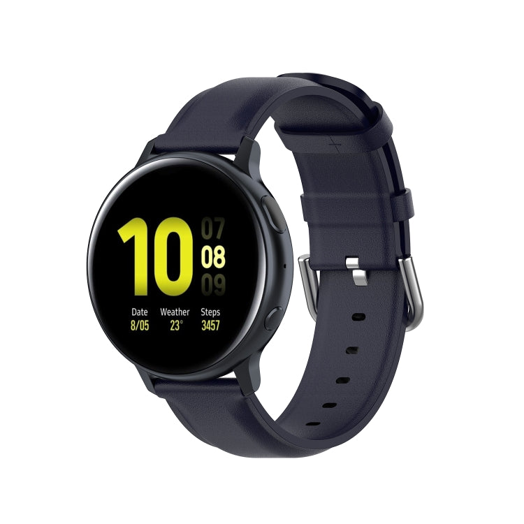For Galaxy Watch Active3 / Galaxy Watch 3 41mm 20mm Universal Leather Watch Band(Navy Blue) by bashfashion