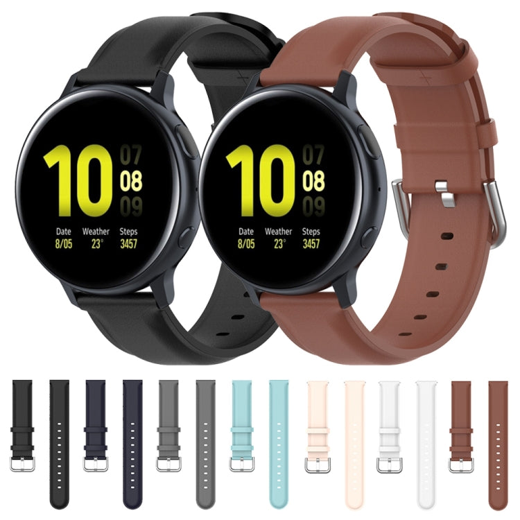 For Galaxy Watch Active3 / Galaxy Watch 3 41mm 20mm Universal Leather Watch Band(Light Blue) by bashfashion