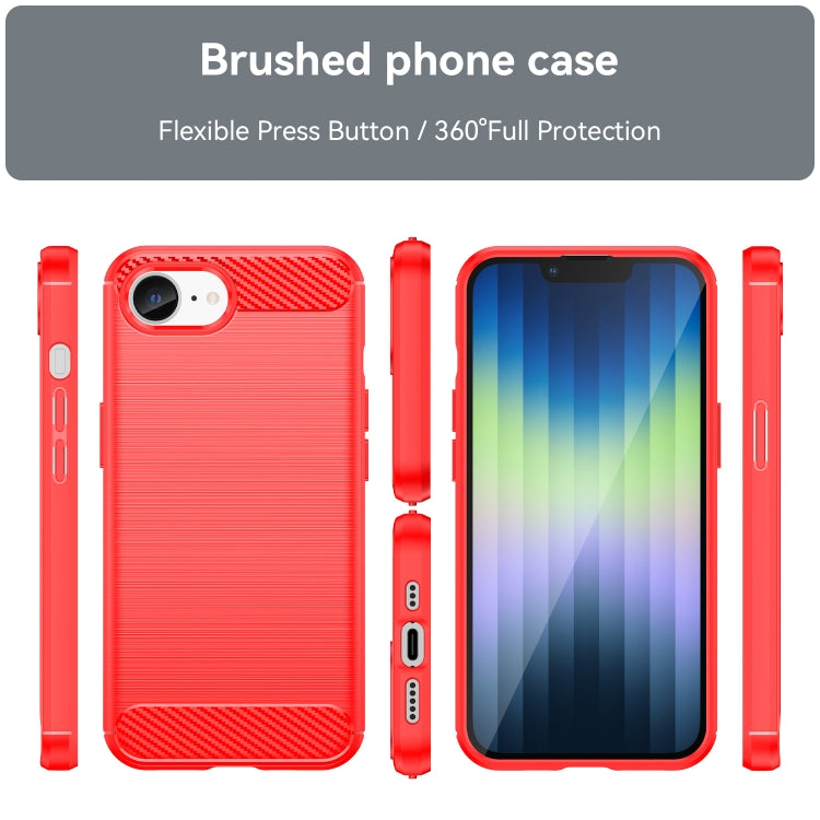 For iPhone 16e Brushed Texture Carbon Fiber TPU Phone Case(Red) by bashfashion
