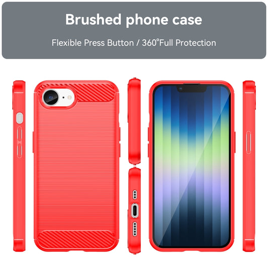 For iPhone 16e Brushed Texture Carbon Fiber TPU Phone Case(Red) by bashfashion