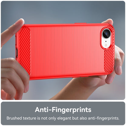 For iPhone 16e Brushed Texture Carbon Fiber TPU Phone Case(Red) by bashfashion