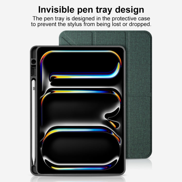 For iPad Pro 13 2025 / 2024 Mutural Multi-fold Smart Leather Tablet Case(Green) by Mutural