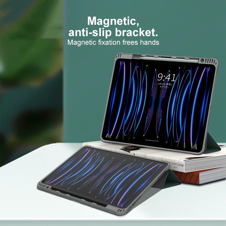 For iPad Air 11 2025 / 2024 Mutural PC Hybrid TPU Leather Smart Tablet Case(Black) by Mutural