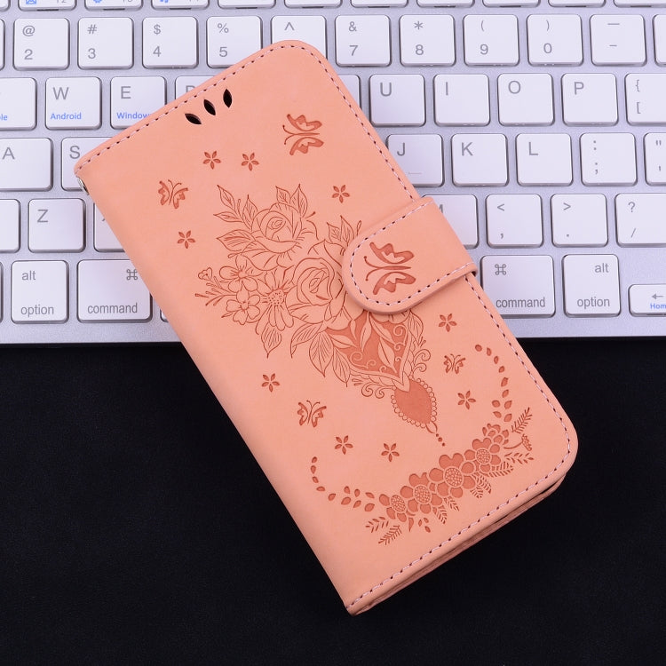 For iPhone 16e Butterfly Rose Embossed Leather Phone Case(Pink) by bashfashion