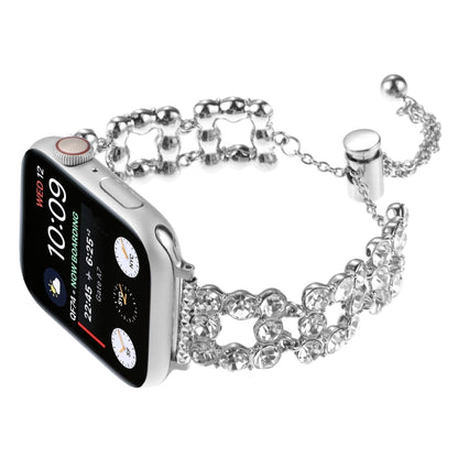 For Apple Watch SE 2022 44mm Rhinestone Metal Bracelet Watch Band(Silver) by bashfashion