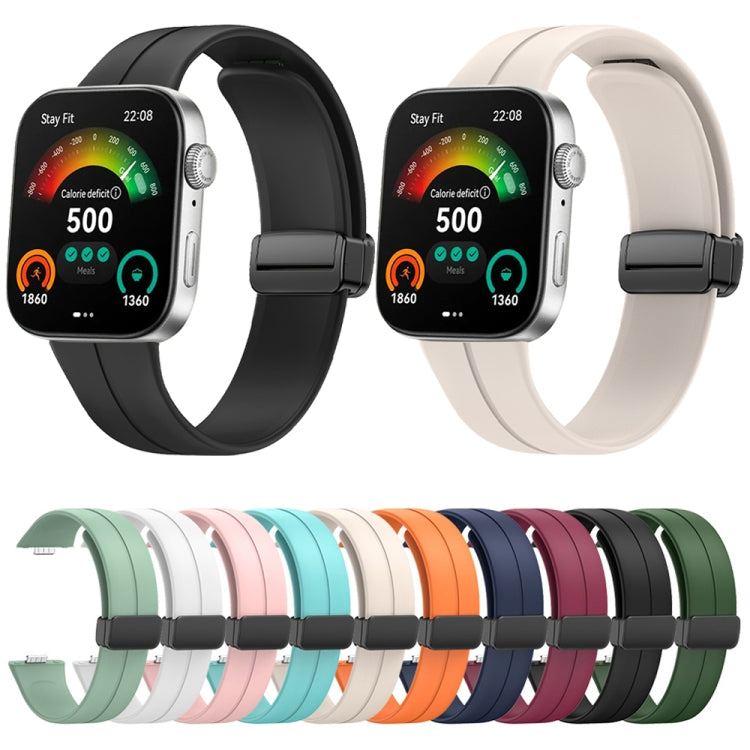 For Huawei Watch Fit3 Magnetic Folding Black Buckle Silicone Watch Band(White) by bashfashion