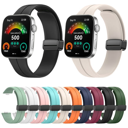 For Huawei Watch Fit3 Magnetic Folding Black Buckle Silicone Watch Band(White) by bashfashion