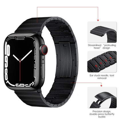 For Apple Watch SE 2023 44mm PG65 Single Bead Bamboo Joint Spring Bars Titanium Metal Watch Band(Black) by bashfashion