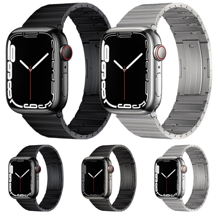 For Apple Watch SE 2023 44mm PG65 Single Bead Bamboo Joint Spring Bars Titanium Metal Watch Band(Black) by bashfashion