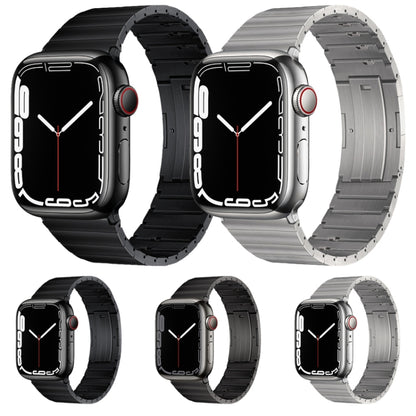 For Apple Watch SE 2023 44mm PG65 Single Bead Bamboo Joint Spring Bars Titanium Metal Watch Band(Black) by bashfashion