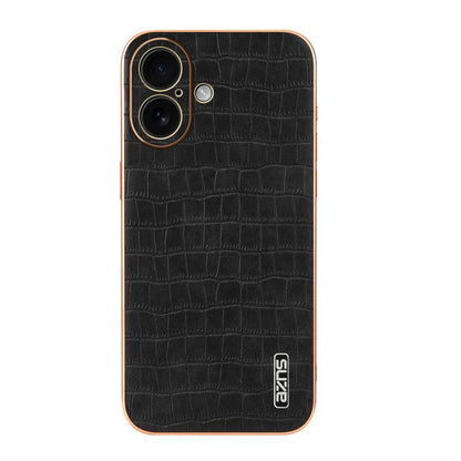 For iPhone 17 AZNS Electroplated Frame Crocodile Texture Full Coverage Phone Case(Black) by AZNS