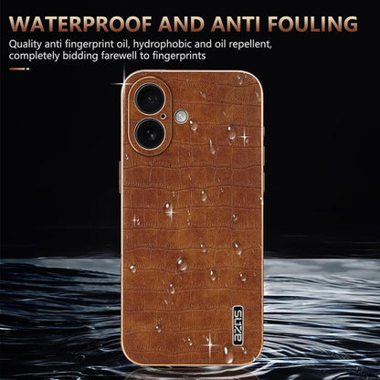 For iPhone 17 AZNS Electroplated Frame Crocodile Texture Full Coverage Phone Case(Black) by AZNS