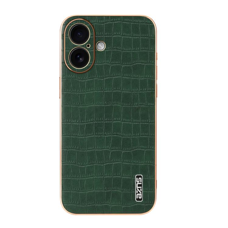 For iPhone 17 AZNS Electroplated Frame Crocodile Texture Full Coverage Phone Case(Green) by AZNS