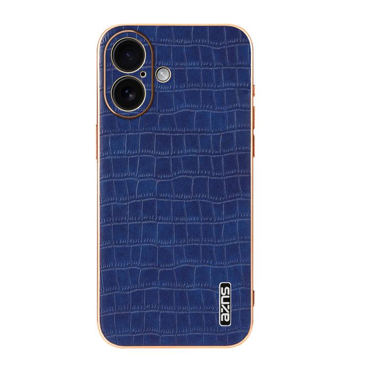 For iPhone 17 AZNS Electroplated Frame Crocodile Texture Full Coverage Phone Case(Blue) by AZNS