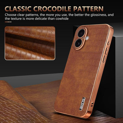 For iPhone 17 AZNS Electroplated Frame Crocodile Texture Full Coverage Phone Case(Blue) by AZNS
