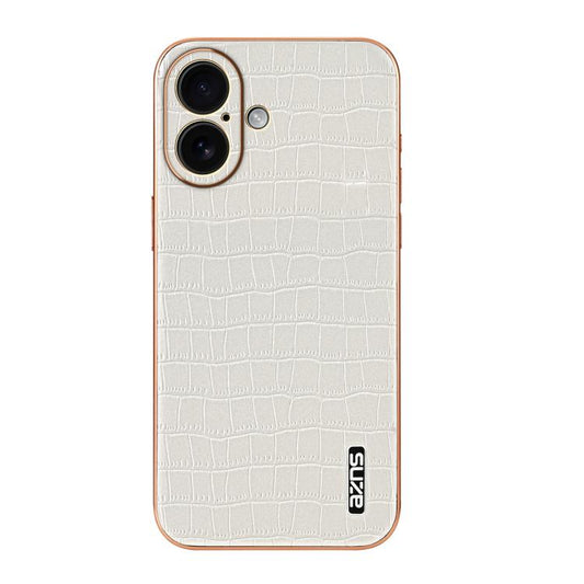 For iPhone 17 AZNS Electroplated Frame Crocodile Texture Full Coverage Phone Case(White) by AZNS
