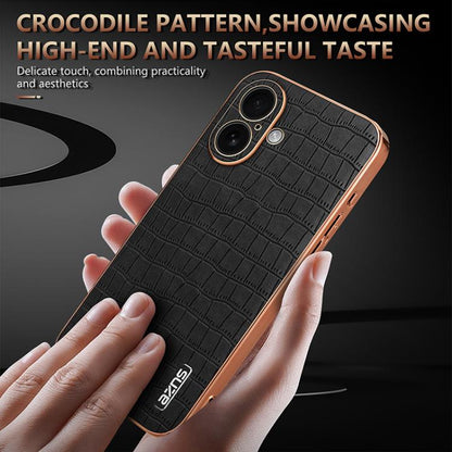 For iPhone 17 AZNS Electroplated Frame Crocodile Texture Full Coverage Phone Case(White) by AZNS