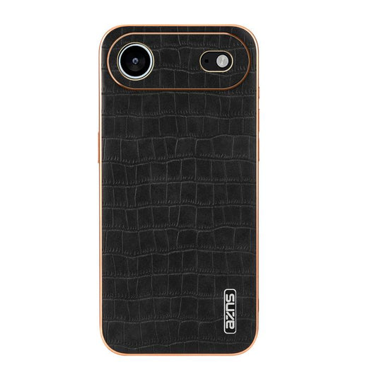 For iPhone Air AZNS Electroplated Frame Crocodile Texture Full Coverage Phone Case(Black) by AZNS