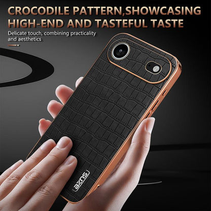 For iPhone Air AZNS Electroplated Frame Crocodile Texture Full Coverage Phone Case(Black) by AZNS
