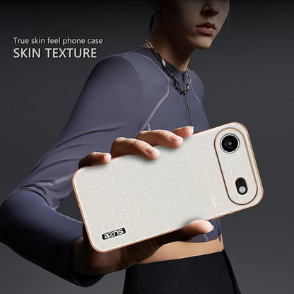 For iPhone Air AZNS Electroplated Frame Crocodile Texture Full Coverage Phone Case(Black) by AZNS