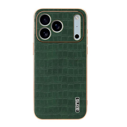 For iPhone 17 Pro Max AZNS Electroplated Frame Crocodile Texture Full Coverage Phone Case(Green) by AZNS