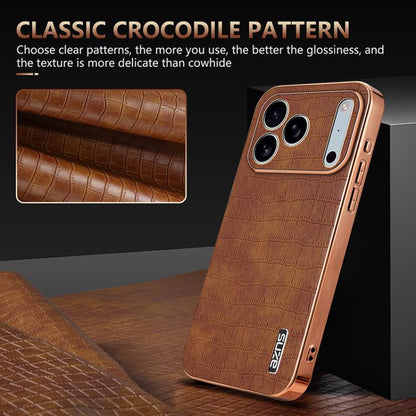 For iPhone 17 Pro Max AZNS Electroplated Frame Crocodile Texture Full Coverage Phone Case(Green) by AZNS