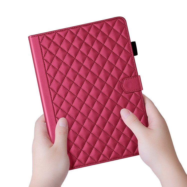 For iPad Pro 13 2025 / 2024 Rhombus Lattice Leather Smart Tablet Case(Red) by bashfashion