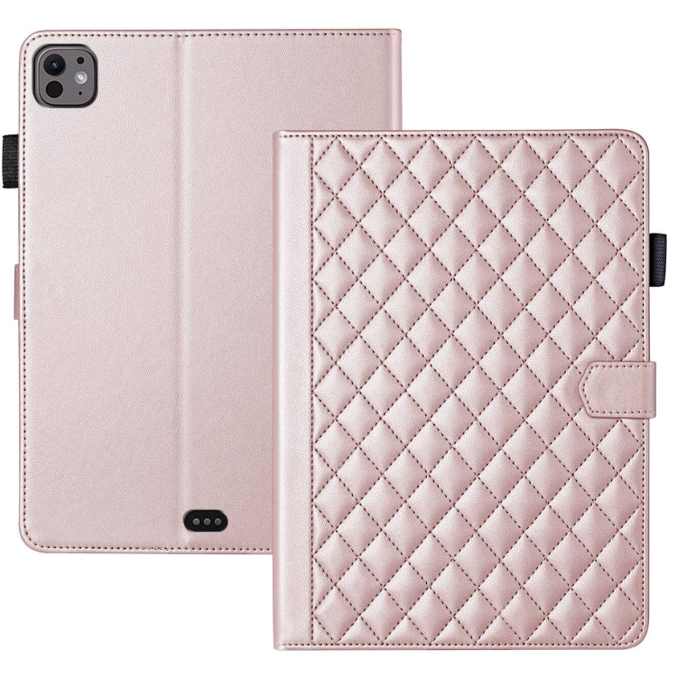 For iPad Pro 11 2025 / 2024 Rhombus Lattice Leather Smart Tablet Case(Rose Gold) by bashfashion
