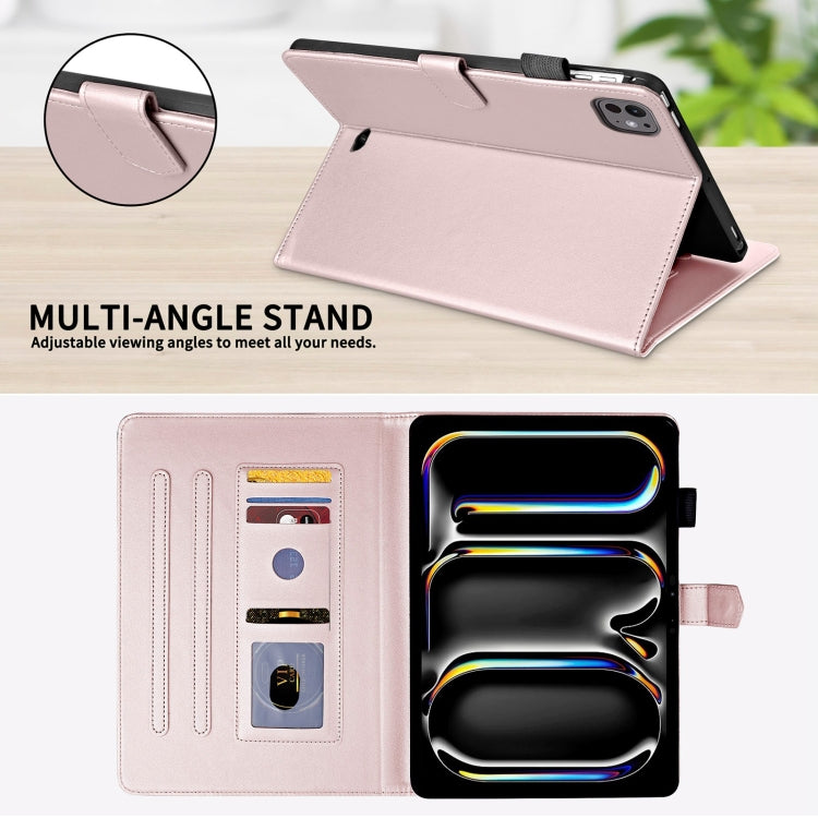 For iPad Pro 11 2025 / 2024 Rhombus Lattice Leather Smart Tablet Case(Rose Gold) by bashfashion