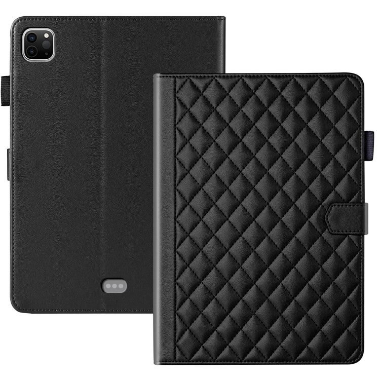 For iPad Pro 11 2022 / 2021 / 2020 Rhombus Lattice Leather Smart Tablet Case(Black) by bashfashion