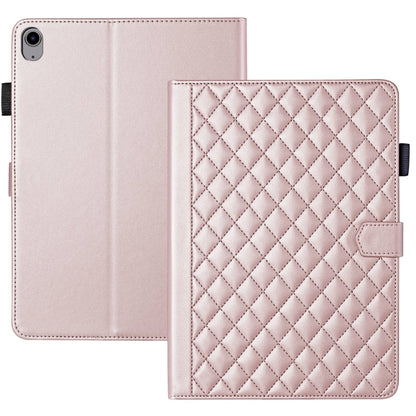 For iPad 2025 / 2022 Rhombus Lattice Leather Smart Tablet Case(Rose Gold) by bashfashion