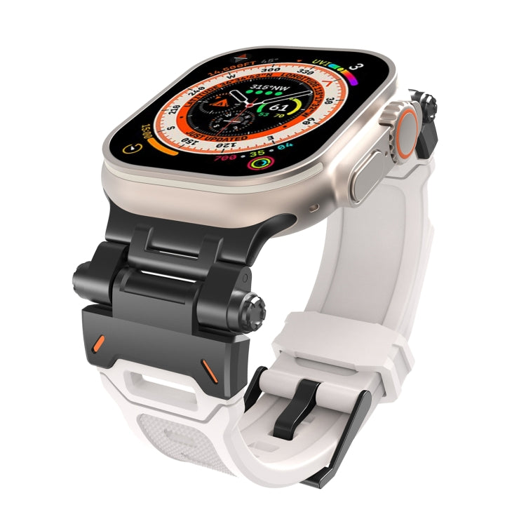 For Apple Watch SE 2023 44mm Stainless Steel Connector TPU Watch Band(Black Starlight) by bashfashion